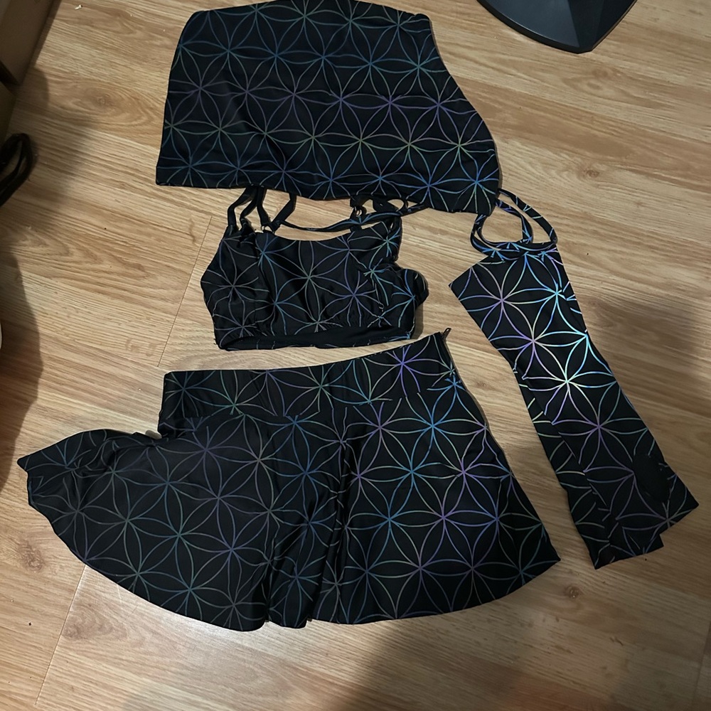 Black Geometric-Print Women’s Dress Set